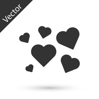 Gri Kalp simgesi beyaz arkaplanda izole edildi. Romantik sembol, bağlanma, tutku ve düğün. Sevgililer Günü sembolü. Vektör İllüstrasyonu