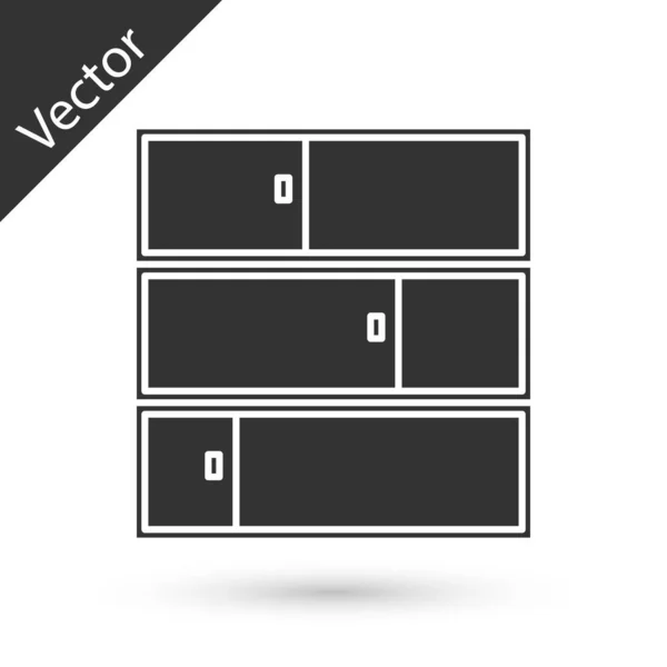 Icône d'étagère grise isolée sur fond blanc. Panneau des étagères. Illustration vectorielle — Image vectorielle