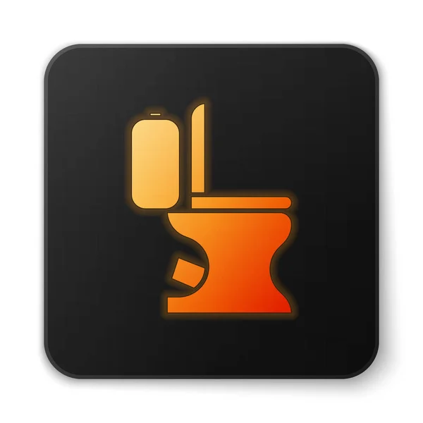 Orange glowing neon Toilet bowl icon isolated on white background. Black square button. Vector Illustration — 스톡 벡터