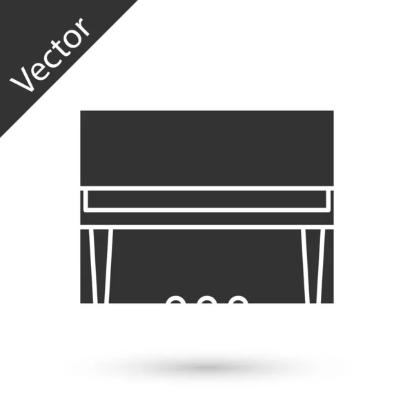 Icono gris del piano Grand aislado sobre fondo blanco. Instrumento musical. Ilustración vectorial — Archivo Imágenes Vectoriales