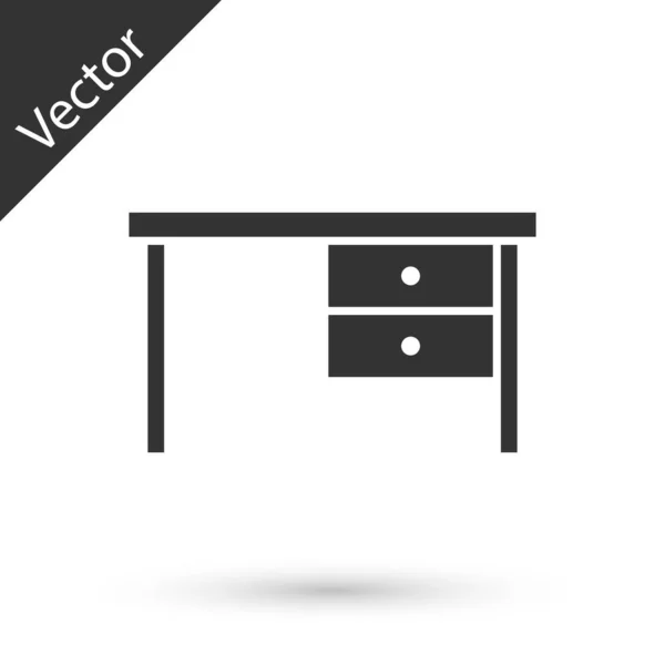 Graues Schreibtischsymbol auf weißem Hintergrund. Vektorillustration — Stockvektor
