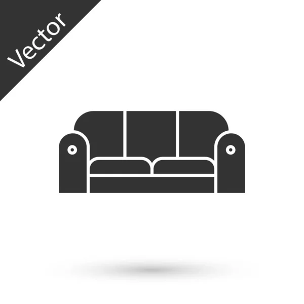 Ícone de sofá cinza isolado no fundo branco. Ilustração vetorial — Vetor de Stock