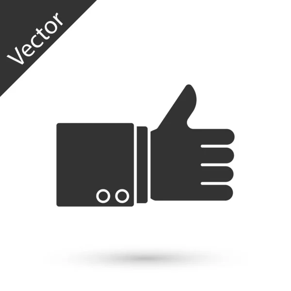 Pulgar mano gris hacia arriba icono aislado sobre fondo blanco. Ilustración vectorial — Vector de stock