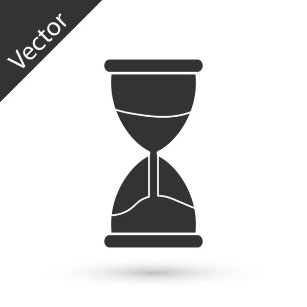 Vieil sablier gris avec icône de sable coulant isolé sur fond blanc. Sable horloge signe. Concept de gestion des affaires et du temps. Illustration vectorielle — Image vectorielle