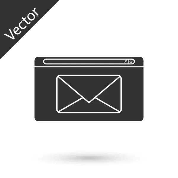 Grey Mail and e-mail icon isolated on white background. Envelope symbol e-mail. Email message sign. Vector Illustration — Stock Vector