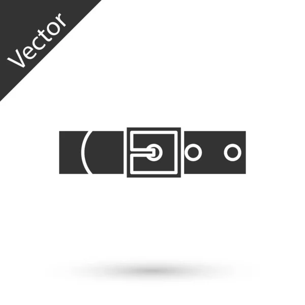 Grey Leather belt with buttoned steel buckle icon isolated on white background. Vector Illustration — 스톡 벡터