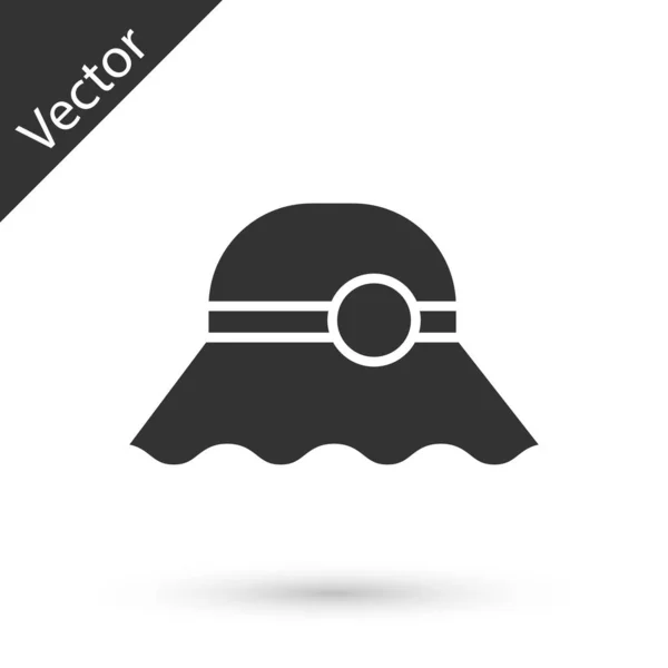 Gris Elegante mujer sombrero icono aislado sobre fondo blanco. Ilustración vectorial — Vector de stock