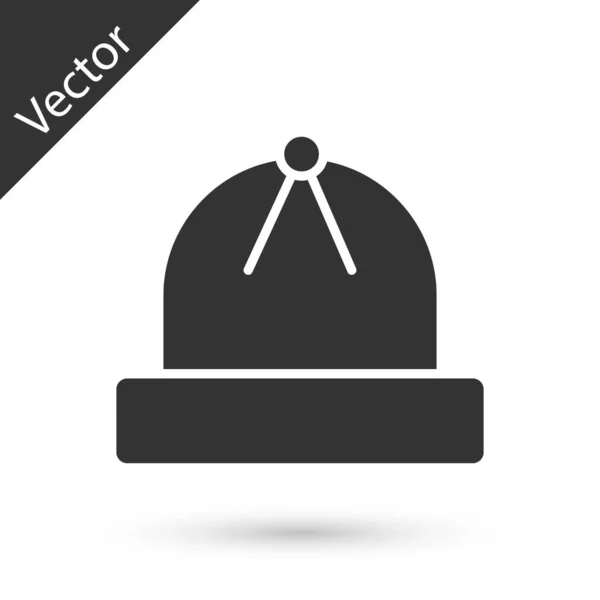 Sombrero gris de invierno icono aislado sobre fondo blanco. Ilustración vectorial — Vector de stock