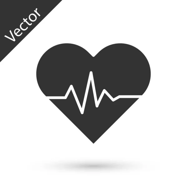 Значок "Серый сердечный ритм" выделен на белом фоне. Знак сердцебиения. Икона пульса сердца. Значок кардиограммы. Векторная миграция — стоковый вектор