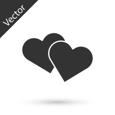 Gri Kalp simgesi beyaz arkaplanda izole edildi. Romantik sembol, bağlanma, tutku ve düğün. Sevgililer Günü sembolü. Vektör İllüstrasyonu