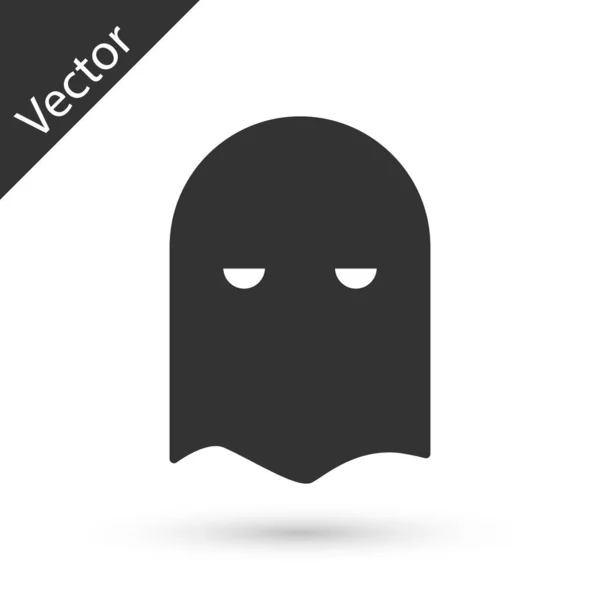 Icono de máscara de verdugo gris aislado sobre fondo blanco. Ahorcado, torturador, albacea, atormentador, carnicero, ícono del verdugo. Ilustración vectorial — Vector de stock
