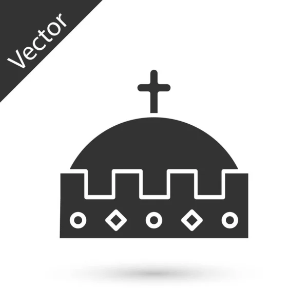 Grey King crown icon isolated on white background. Vector Illustration — 스톡 벡터