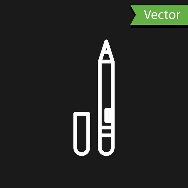 Weiße Linie Eyeliner, Augenbrauen-Symbol isoliert auf schwarzem Hintergrund. Bleistift für Augen. Vektorillustration — Stockvektor