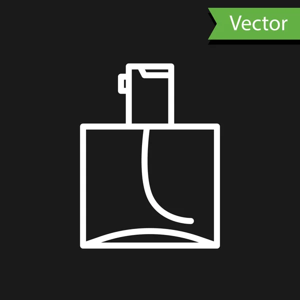 Weiße Linie Parfüm-Symbol isoliert auf schwarzem Hintergrund. Vektorillustration — Stockvektor