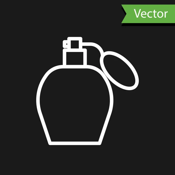 Linha branca Ícone de perfume isolado no fundo preto. Ilustração vetorial — Vetor de Stock