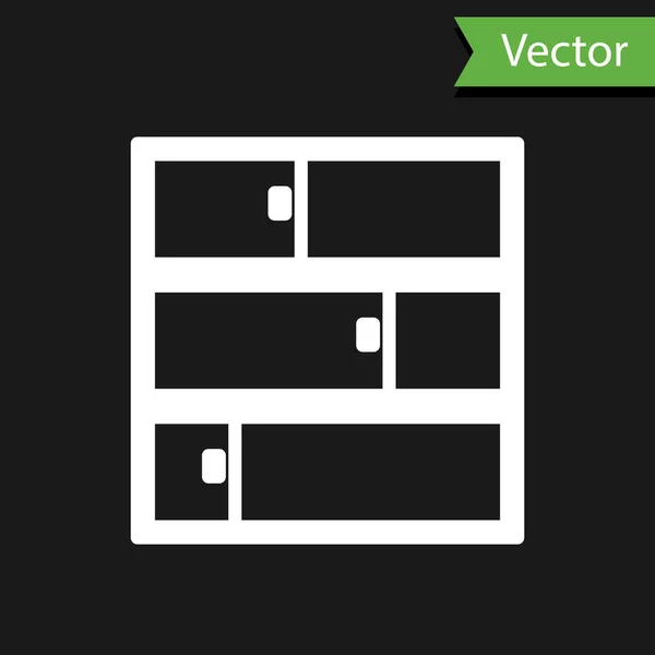 Beyaz çizgi Shelf simgesi siyah arkaplanda izole edildi. Raflar işaretli. Vektör İllüstrasyonu — Stok Vektör