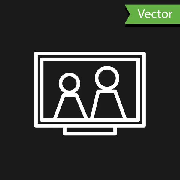 White line Picture frame on table icon isolated on black background. Vector Illustration — 스톡 벡터