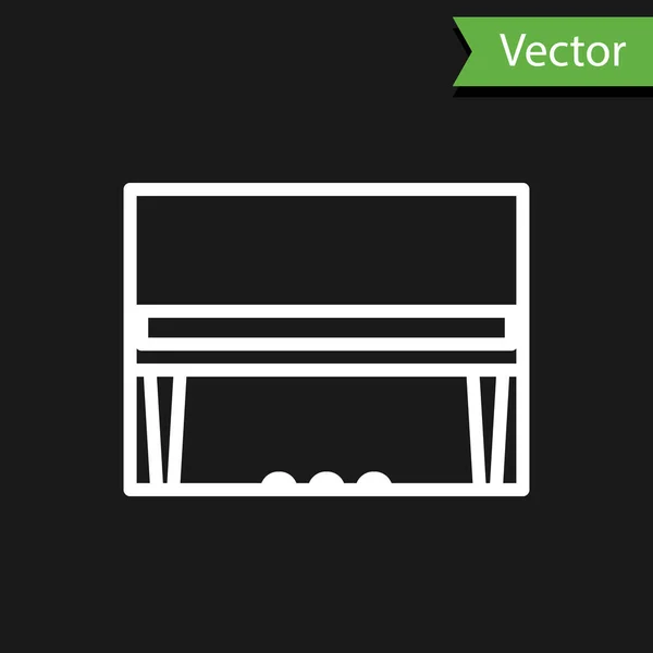 Linha branca Ícone de piano Grand isolado em fundo preto. Instrumento musical. Ilustração vetorial — Vetor de Stock