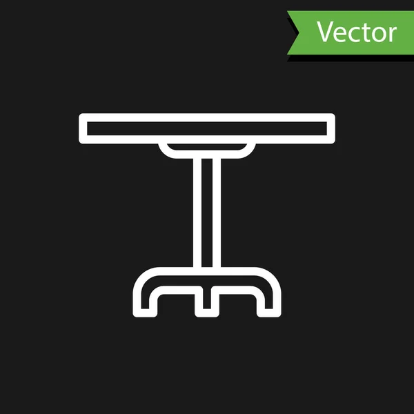 Weiße Linie runder Tisch Symbol isoliert auf schwarzem Hintergrund. Vektorillustration — Stockvektor