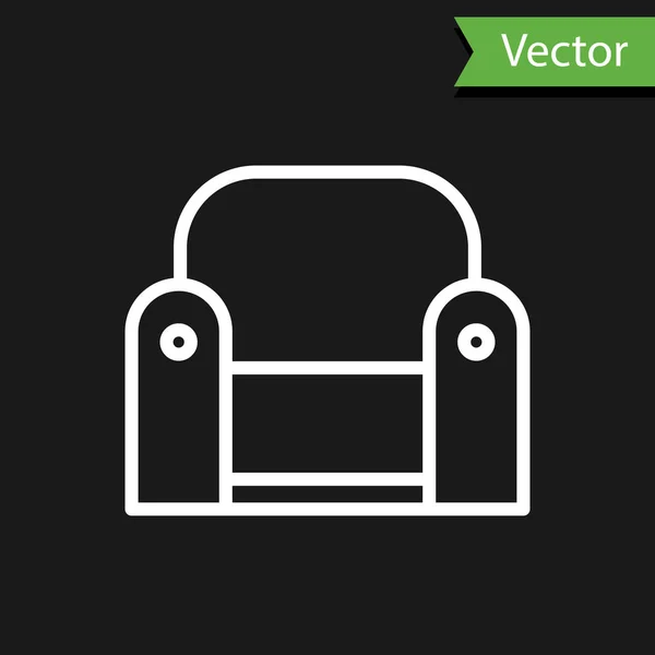 Weiße Linie Sessel-Symbol isoliert auf schwarzem Hintergrund. Vektorillustration — Stockvektor