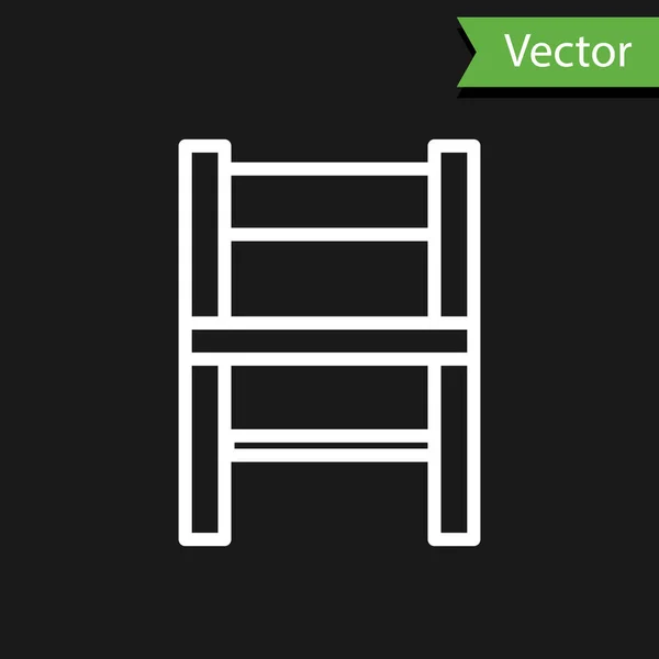 Icono de silla de línea blanca aislado sobre fondo negro. Ilustración vectorial — Vector de stock