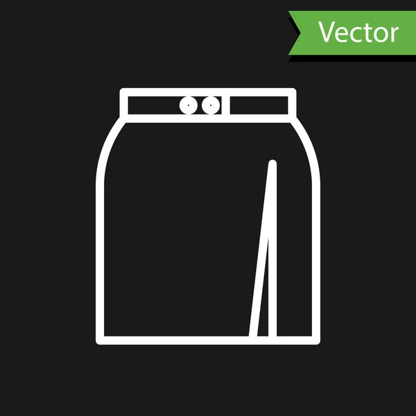 Icono de falda de línea blanca aislado sobre fondo negro. Ilustración vectorial — Vector de stock