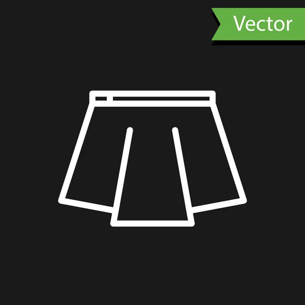 Linha branca Ícone de saia isolado no fundo preto. Ilustração vetorial — Vetor de Stock