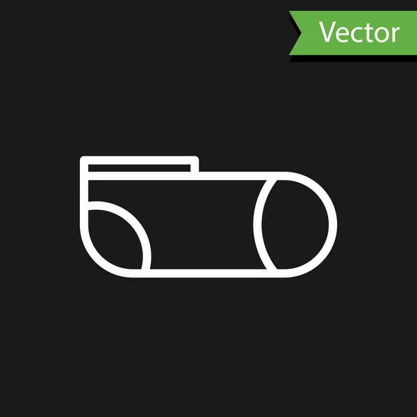 Белая линия Спортивные носки значок изолирован на черном фоне. Векторная миграция — стоковый вектор