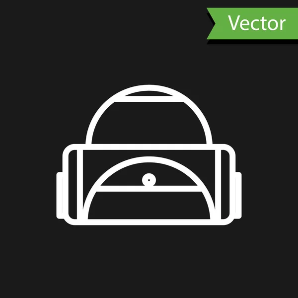 Vit linje Sport väska ikon isolerad på svart bakgrund. Vektor Illustration — Stock vektor