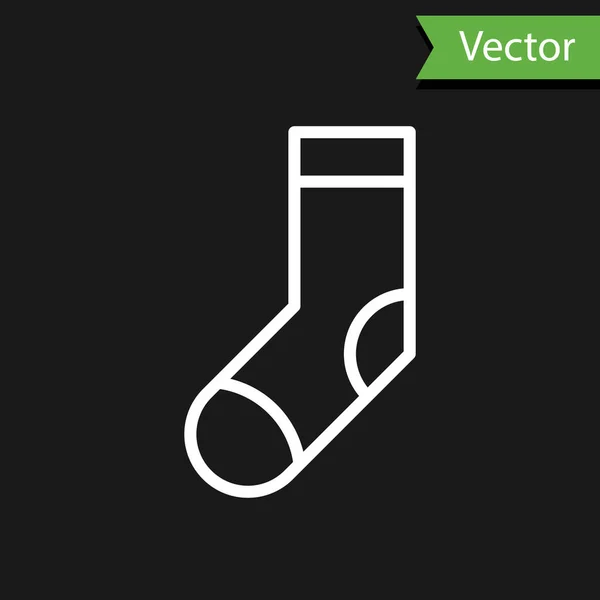 White line Socks icon isolated on black background. Vector Illustration — Stock Vector