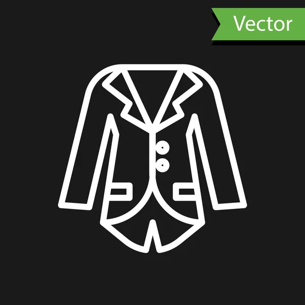 Linea Blazer bianca o icona giacca isolata su sfondo nero. Illustrazione vettoriale — Vettoriale Stock