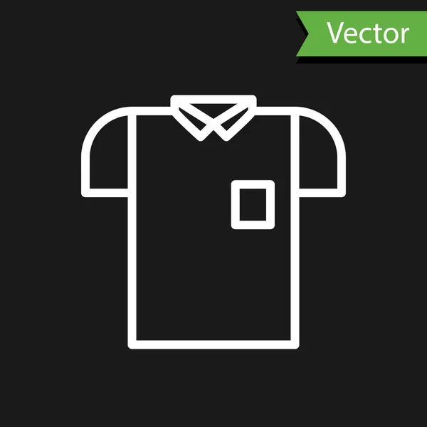 Символ белой линии рубашки Polo изолирован на черном фоне. Векторная миграция — стоковый вектор