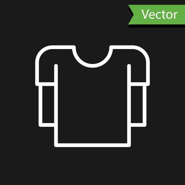 Weiße Linie langärmeliges Hemd Symbol isoliert auf schwarzem Hintergrund. Vektorillustration — Stockvektor
