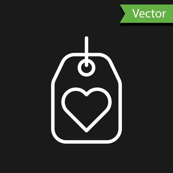 Weiße Linie Herz-Tag-Symbol isoliert auf schwarzem Hintergrund. Liebessymbol. Valentinstag-Symbol. Vektorillustration — Stockvektor