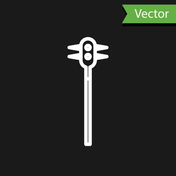 White line Medieval chained mace ball icon isolated on black background. Medieval weapon. Vector Illustration — 스톡 벡터