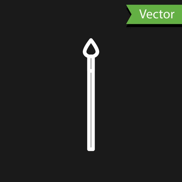Weiße Linie mittelalterliche Speersymbol isoliert auf schwarzem Hintergrund. Mittelalterliche Waffe. Vektorillustration — Stockvektor
