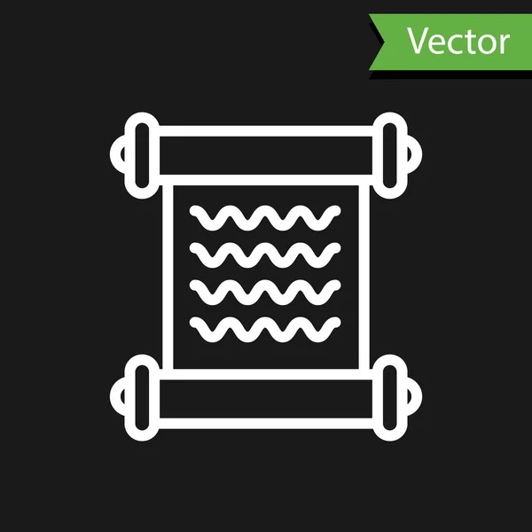 Біла лінія Указ, папір, пергамент, піктограма прокрутки ізольовані на чорному тлі. Векторна ілюстрація — стоковий вектор