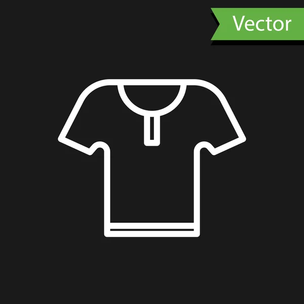 Línea blanca Icono de armadura corporal aislado sobre fondo negro. Ilustración vectorial — Vector de stock