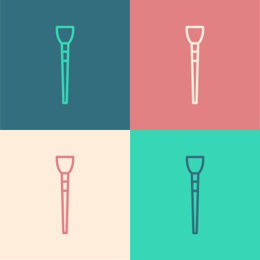 Renk çizgisi makyaj fırçası simgesi arkaplanda izole edildi. Vektör İllüstrasyonu