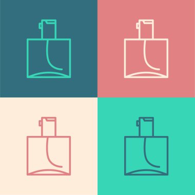 Renk arkaplanındaki renk çizgisi Parfüm simgesi izole edildi. Vektör İllüstrasyonu