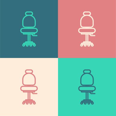 Renkli ofis koltuğu simgesi renk arkaplanında izole edildi. Vektör İllüstrasyonu