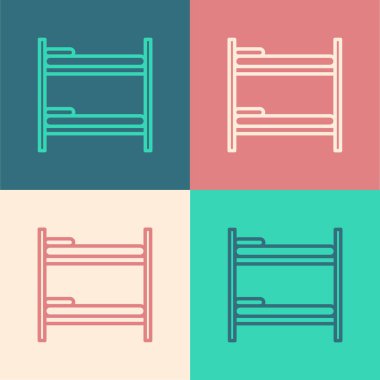 Renk çizgisi Bunk yatak simgesi renk arkaplanında izole edildi. Vektör İllüstrasyonu
