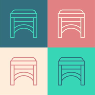 Renkli sandalye simgesi renk arkaplanında izole edildi. Vektör İllüstrasyonu