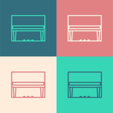 Renk çizgisi Grand piyano simgesi renk arkaplanında izole edildi. Müzik aleti. Vektör İllüstrasyonu