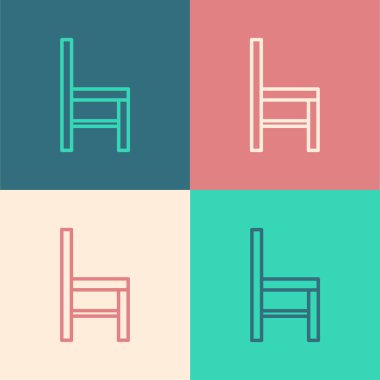 Renkli sandalye simgesi renk arkaplanında izole edildi. Vektör İllüstrasyonu