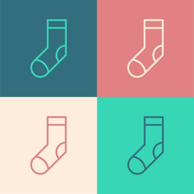 Renk çizgisi Çorap simgesi renk arkaplanında izole edildi. Vektör İllüstrasyonu