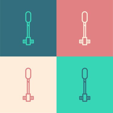 Renk çizgisi El Feneri alev simgesi arkaplanda izole edildi. Sembol ateşi sıcak, alev gücü, alev ve ısı. Vektör İllüstrasyonu