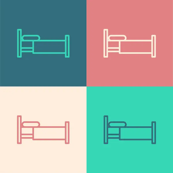 Línea de color Icono de cama aislado sobre fondo de color. Ilustración vectorial — Vector de stock