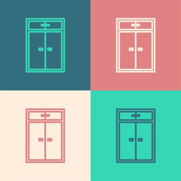 Color line Wardrobe icon isolated on color background. Vector Illustration — Stock Vector