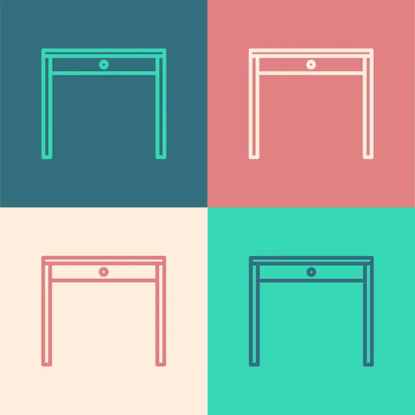 Color line Wooden table icon isolated on color background. Vector Illustration — 스톡 벡터